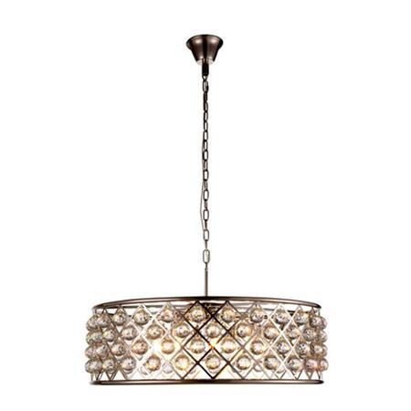 LIGHTING BUSINESS 32 Dia. x 10.5 H in. Madison Pendant Lamp - Polished Nickel, Royal Cut Crystal Clear LI281363